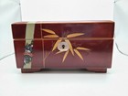 Vtg Japanese Jewelry Music Box Red Lacquer Abalone Shell Inlay