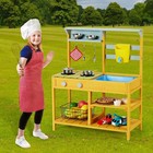Kids Mud Kitchen Outdoor Wooden Pretend Play Kitchen Set Toy Gift For Age 3 