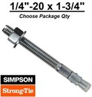 1 4 -20 X 1-3 4  Simpson Strong Bolt 2 Ii Concrete Wedge Anchor Stb2-25134