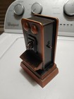 Rare Old Vintage Bronze Metal Oak Wall Crank Telephone Advertising Coin Bank