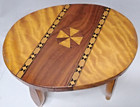 Vtg Solid Wood Inlaid Marquetry Handmade Stool 1967 Cd Hunter Massachusetts