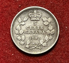 Canada 5 Cents 1902 Silver Coin Km 9 T9234