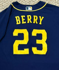 Berry Size 44  23 2023 Milwaukee Brewers  game Used  Jersey Road Navy  300 Mlb