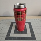 Thermos Red Plaid Stainless Steel Spill Proof Travel Mug