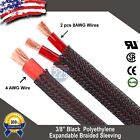 100 Ft 3 8  Black Expandable Wire Cable Sleeving Sheathing Braided Loom Tubing 