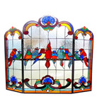 Fireplace Screen Tiffany Style Stained Glass Gathering Of Birds   One This Price
