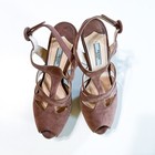 Prada Suede Platform T Strap Strappy Pump High Heels Eu Size 38 5