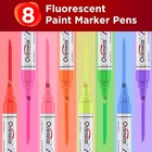 Neon Fluorescent Paint Marker Pens - 8 Colors Oil-based Paint Markers  Medium