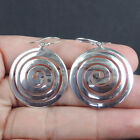 925 Sterling Silver Medium Size Spiral Design Round Hand Made Earrings Jewelry