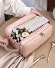 Travel Makeup Bag For Women  Large Capacity Cosmetic Organizer With Wide Opening