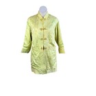 Vintage Chinese Jacket Lemon Yellow Mandarin Quilted Brocade Frog Closure 