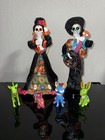 6 Pc Set Day Of The Dead La Catrina   Mariachi Skeleton Spooky Animals Folk Art 