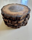 Vintage Rustic Solid Wooden Coasters Handmade Primitive Mcm Set Of 6