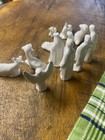Vintage Tiny Miniature White Glossy Porcelain Nativity Set 12pc 1 4   -1 5   