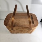 Vintage Antique Large Woven Picnic Basket With Double Handles