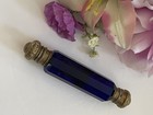 Antique French Belle Epoque Double Ended Cobalt Glass Scent Bottle