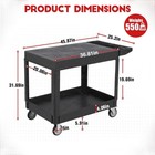 45   x25    2-tier Utility Cart 550 Lbs Rolling Service Cart With 360   Swivel Wheels