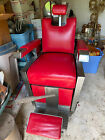Paidar Barber Shop Chair Circa 1950s 1960s Red Upholstery With Silver Chrome