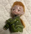 Vintage Napcoware Japan Elf Pixie Figurines Set Of 3 Ceramic Girls W  Yarn Hair