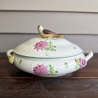 9 5    Rothschild Bird Top Tureen Herond Hungary Handpainted Porcelain Vintage