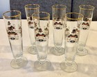 Lindemans Kriek Merchant Du Vin Stemmed Beer Glass Gold Rimmed  Set Of 6   Mint