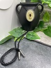Rodeo Bolo Tie Western Cowboy Black Leather Necktie New Free Ship A4156