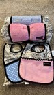 Boutique Stroller Liner Pink Reversible  Thick Adjustable Pad - Matching Bib Set