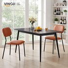 Stackable Dining Chair Set Of 4 Pu Padded Seat Metal Frame Brown