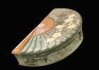 Fan Shape Antique Victorian Vanity Dresser Box Large Velvet Covered Brush Mirror