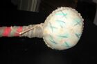Rare Antique Medicine Man Painted Dance Rattle-native American-red Trade Wool