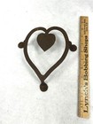 Antique Trivet Fireplace Heart Pot Stand Forged Iron Original Early 1750-1850