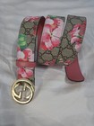 Authentic Gucci Pink Flower Blooms Belt  Women Size-95cm