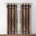 Rustic Wood Blackout Curtains Vintage Wooden Barn Door Farmhouse Home Bedroom Li