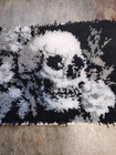 Finished Halloween Latch Hook Rug Wall Hanging 20x15 Floral Skull