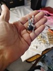 Silver Tone Fairy Fantasy Charm Pendant Asymmetrical Round Black Stone