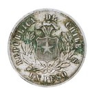 1879 8 Chile One Peso Silver Coin Ef Overdate