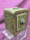 Antique Cast Iron Coin Deposit Bank - Shape Of Combination Safe