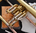 Professional Golden Flugelhorn Monel Valve Bb Flugel Horn 2-mouth Canvas Case