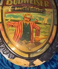 Vintage 1970s Budweiser    king Of Beers    Fishing Oval Plastic Hanging Mirror Sign