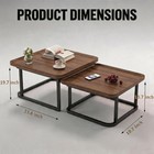 Nesting Coffee Tables Set Of 2 Square Side End Table Set For Living Room Bedroom