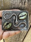 Navajo Southwest Sterling Silver Turquoise Snakes Belt Buckle