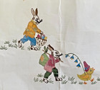 Started Needlepoint Kit Tablecloth German Amc Vintage Bunnies Walking 35  Read