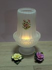 Vintage Westmoreland Fairy Lamp Frosted Satin Glass Rose Floral Candle Lamp
