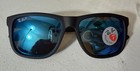 New Ray-ban Justin Rb4165 Black Blue Mirror Lens 54mm Polarized Sunglasses