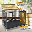 2-pack 36 Inch Stackable Dog Crate With Lockable Wheels Removable Tray