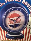 Pepsi Gasoline Globe Clock Alarm Lighted Battery Operated Vintage Blue Cola 1999