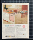 Ge General Electric Pink Stove Oven Mcm Kitchen Decor Vintage Print Ad 1960