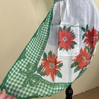 Vintage Handmade Apron Womens Christmas Poinsettias Sheer Green Gingham Red