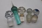Lot Of 5 Faceted And Round Glass Decanter Stopper Green Genie Bottle Topper
