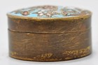 Antique Brass Small Round Pill Box Original Old Hand Crafted Fine Painted
